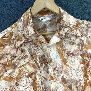 VTG 70s 80s Shirt Mens Large Dagger Collar Disco Club Groovy Paint Print Donegal